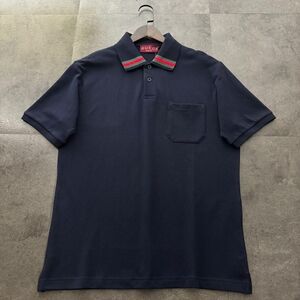 Gucci Navy Polo with Signature Red and Green Trim